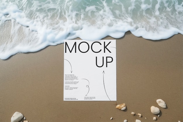 PSD stationery on beach mockup design