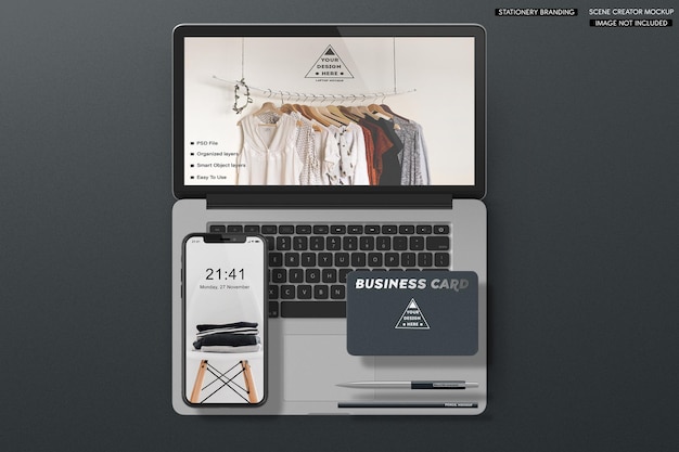 stationery branding identity mockup scene creator
