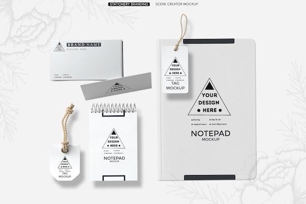 PSD stationery branding identity mockup scene creator