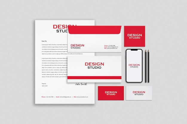 Design mockup di cancelleria e branding