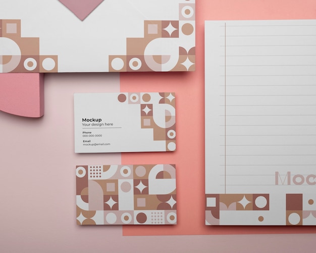 PSD stationery composition assortment with pastel colors