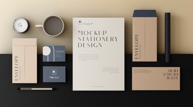 PSD stationery composition mockup