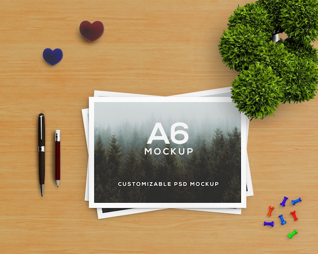 PSD concetto di cancelleria con mockup brochure a6