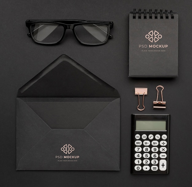 stationery dark and copper mockup
