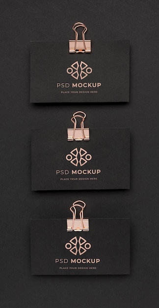 PSD stationery dark and copper mockup