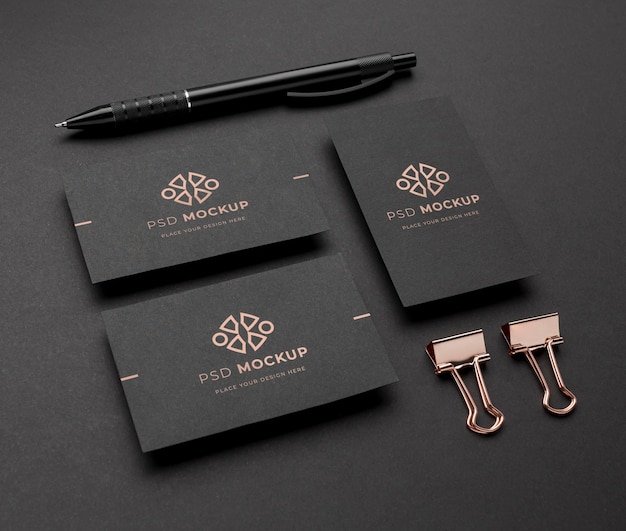 PSD stationery dark and copper mockup