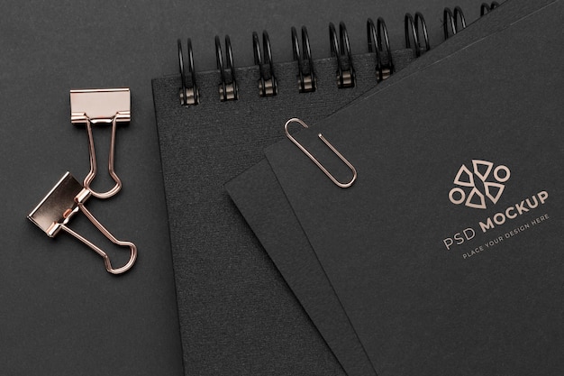 PSD stationery dark and copper mockup