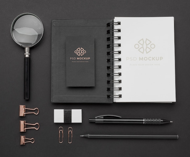 Stationery dark and copper mockup