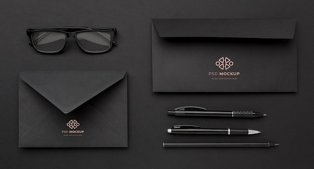 stationery dark and copper mockup