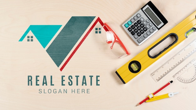 Stationery items with real estate logo