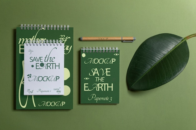 PSD stationery mock-up design for earth day celebration