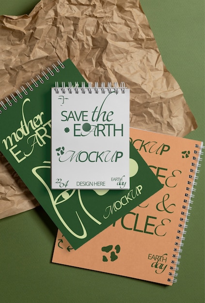 PSD stationery mock-up design for earth day celebration