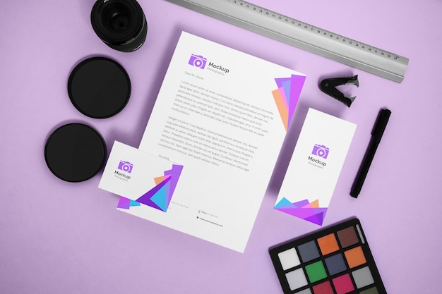PSD stationery mock-up design for photography career