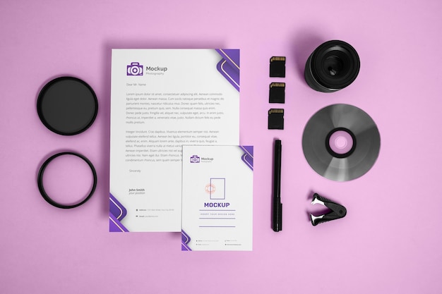 PSD stationery mock-up design for photography career