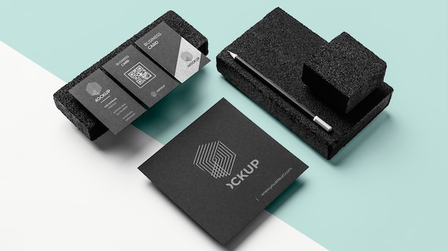 stationery mock-up with dark stone