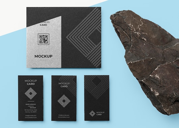 PSD stationery mock-up with dark stone