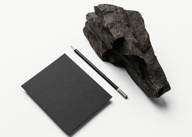 PSD stationery mock-up with dark stone