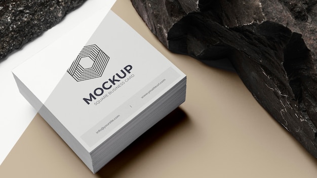 stationery mock-up with dark stone