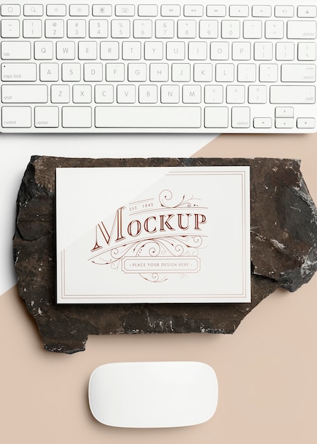 stationery mock-up with dark stone