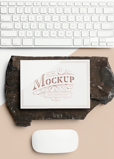 PSD stationery mock-up with dark stone