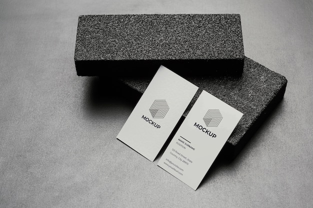 PSD stationery mock-up with dark stones