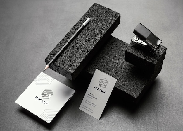 stationery mock-up with dark stones