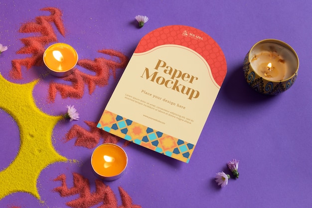 Stationery mock-up with diwali festival aesthetic