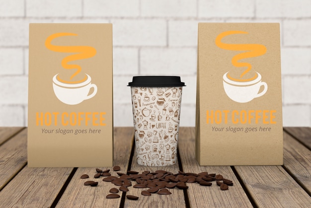 PSD mockup di cancelleria per caffetteria