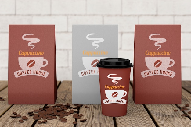 PSD mockup di cancelleria per caffetteria