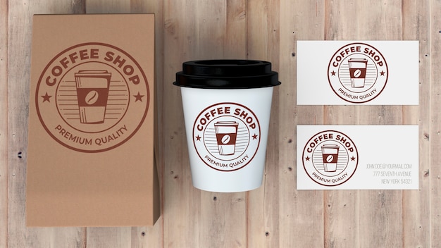 Mockup di cancelleria per caffetteria