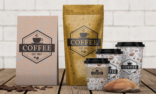 Mockup di cancelleria per caffetteria