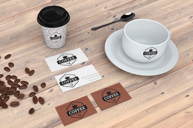 PSD stationery mockup for coffee shop
