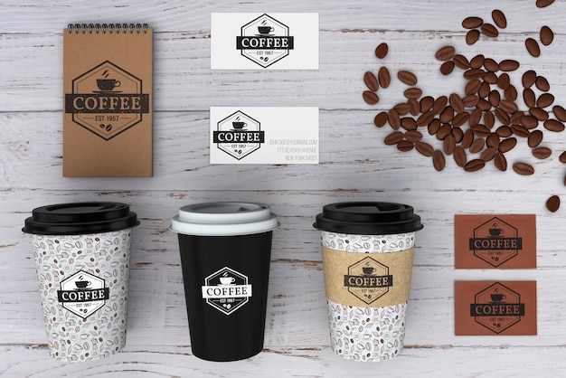 PSD stationery mockup for coffee shop