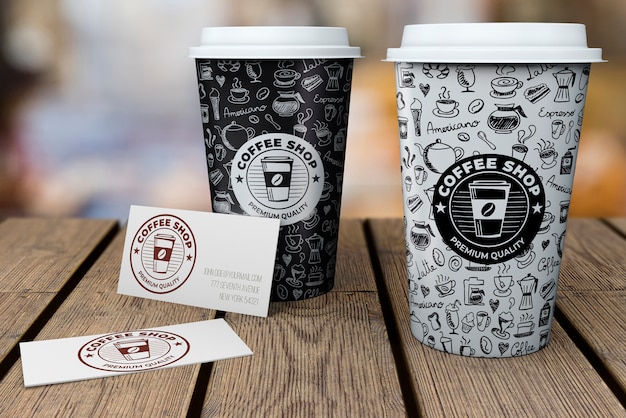 PSD mockup di cancelleria per caffetteria