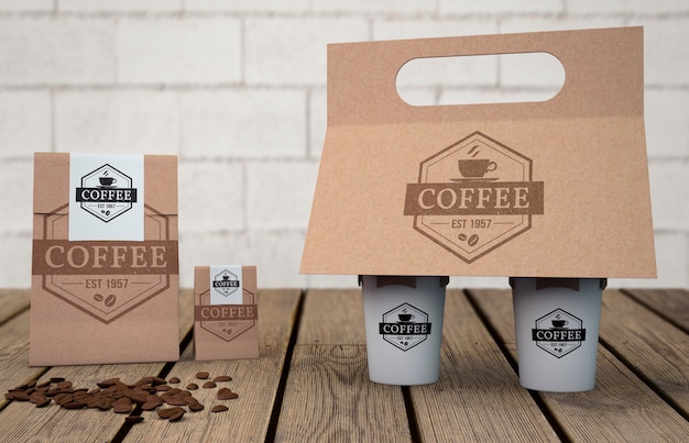 PSD mockup di cancelleria per caffetteria