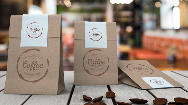 PSD mockup di cancelleria per caffetteria