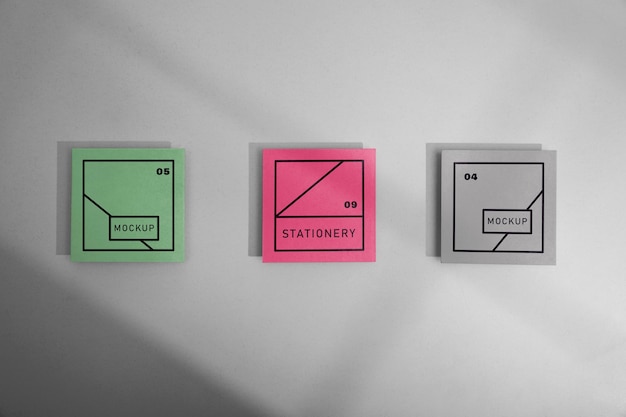 PSD stationery mockup pinned on wall