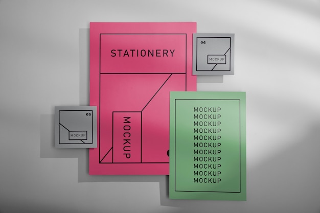 Stationery mockup pinned on wall