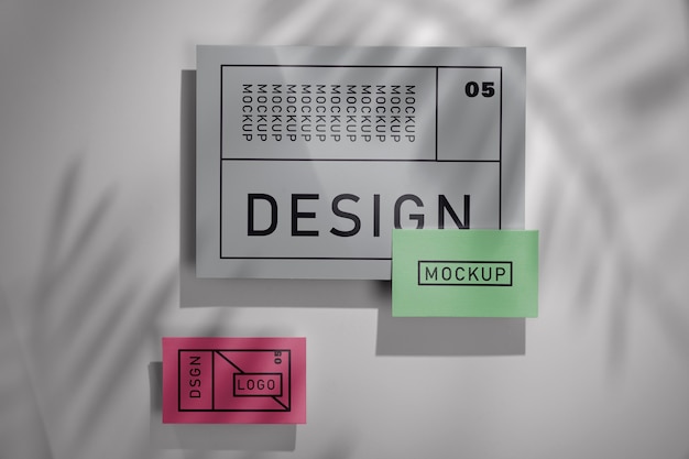 stationery mockup pinned on wall