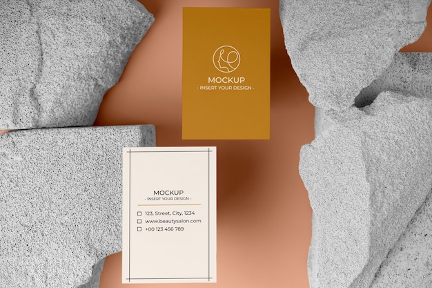 PSD stationery mockup on stones