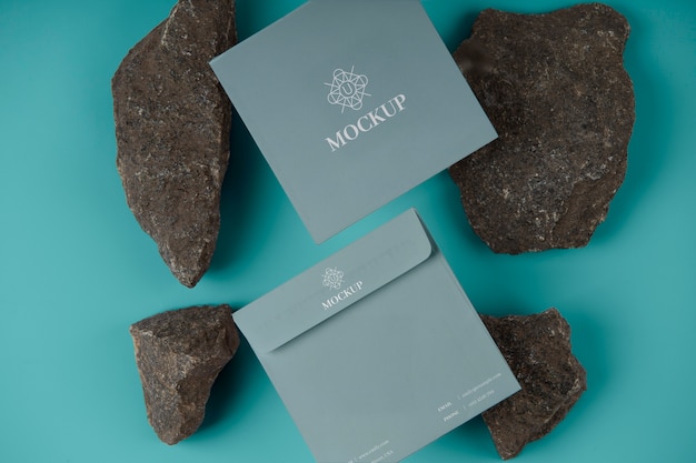 Stationery mockup on stones