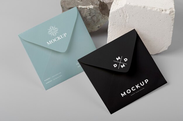 Stationery mockup on stones