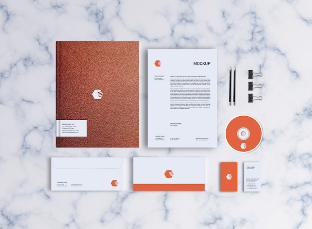stationery mockup, top view