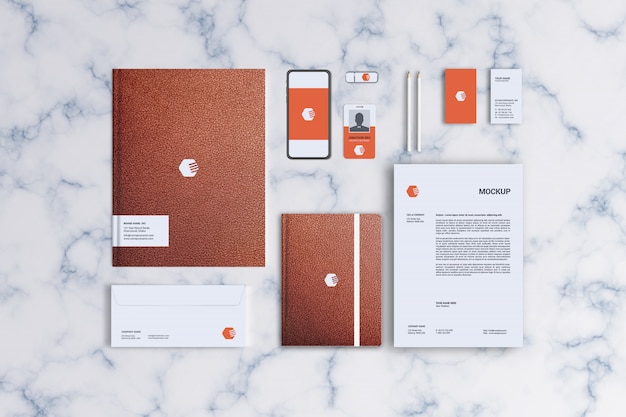 Stationery mockup, top view