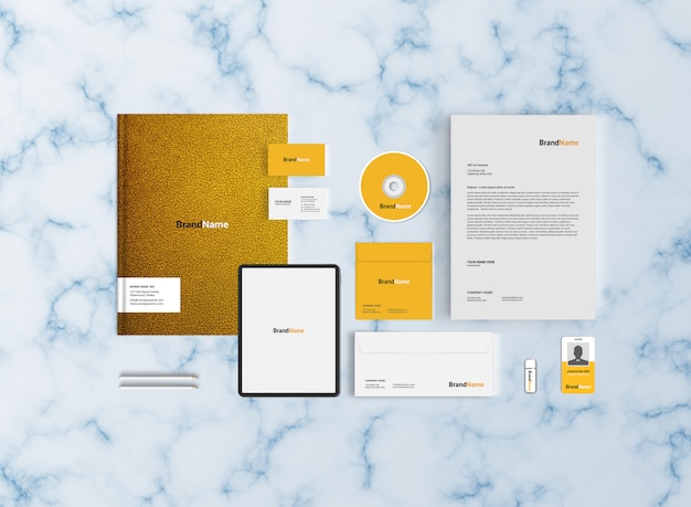 Stationery mockup, top view