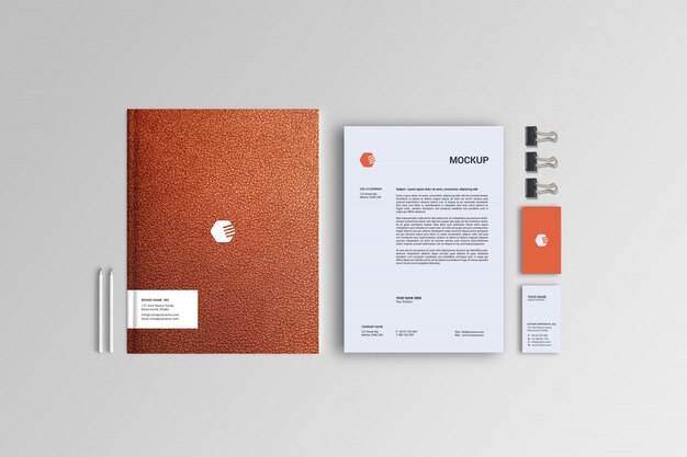 Stationery mockup, top view