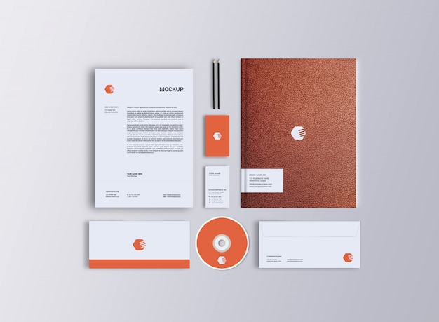 Stationery mockup, top view