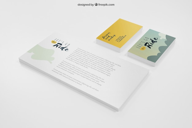 Stationery mockup with banner and business cards