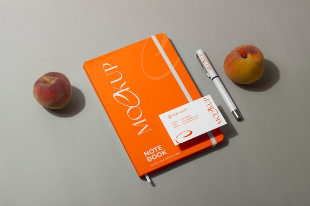 PSD stationery mockup with fresh fruit