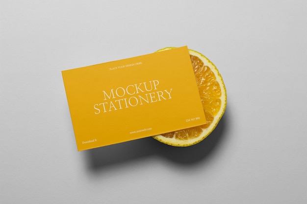 Stationery mockup with fresh fruit